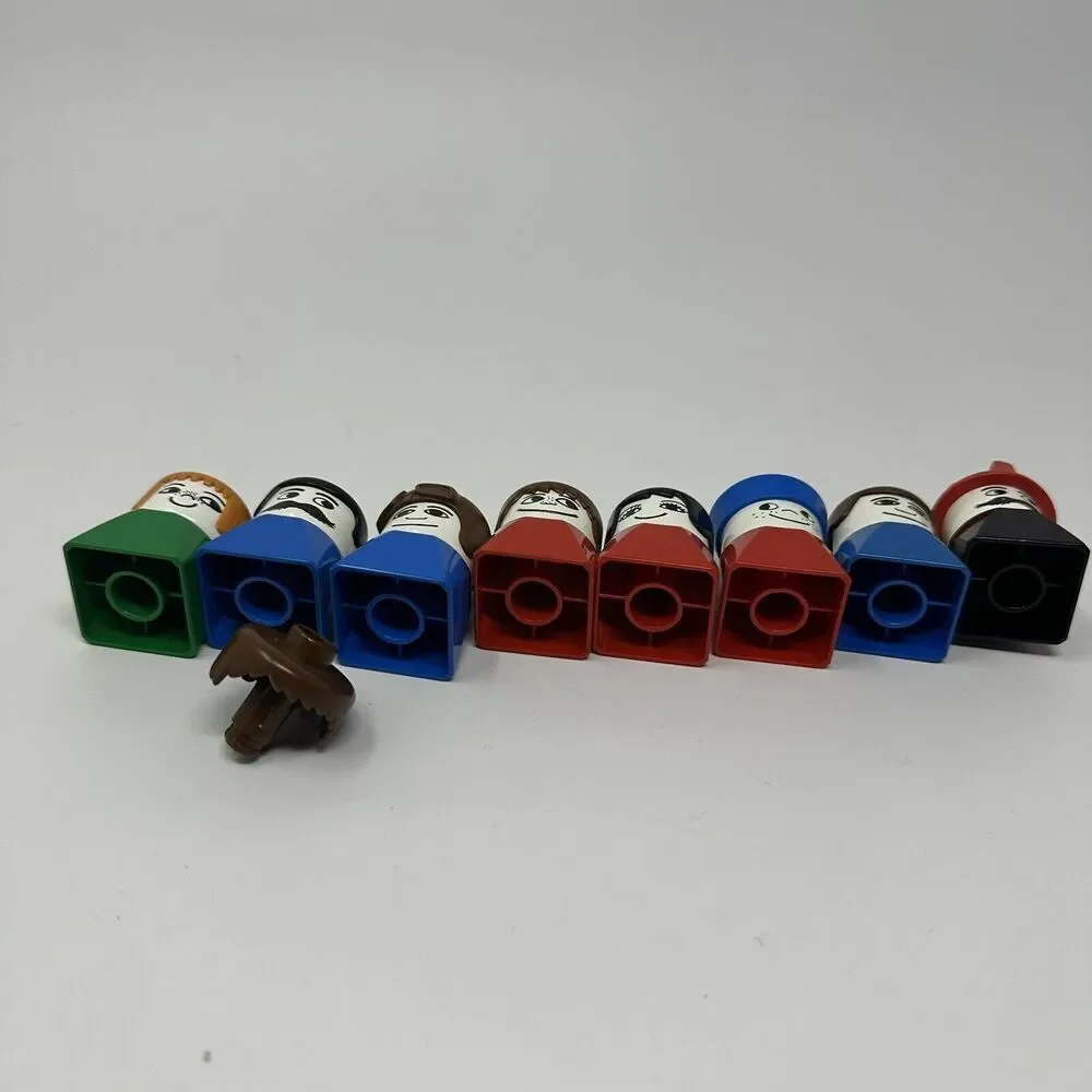 Vintage‎ LEGO Duplo Square People Figures Lot of 8 Fireman Sailor 1970s 1980s